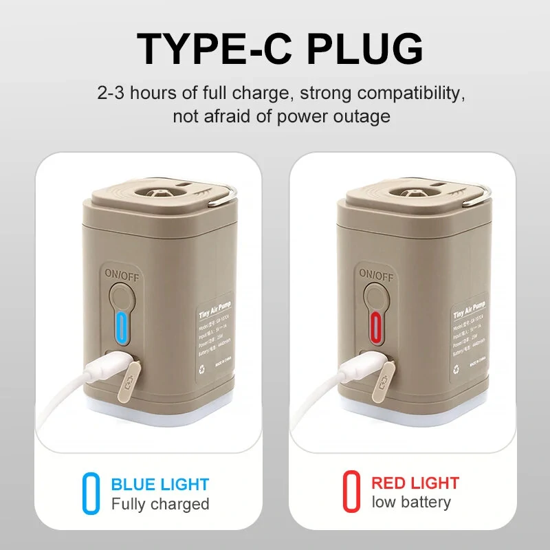 (image for) Mini Electric Air Pump with Lights Wireless Air Compressor Inflator/Deflator Pumps for Indoor/Outdoor Camping Equipment